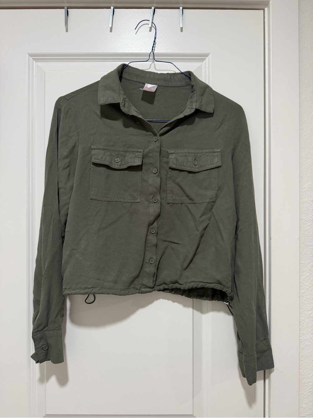 No Boundaries Olive Utility Shirt Jacket